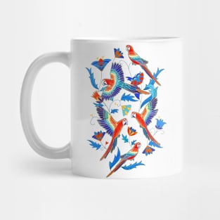 Gold Enamel Red Macaws Mug